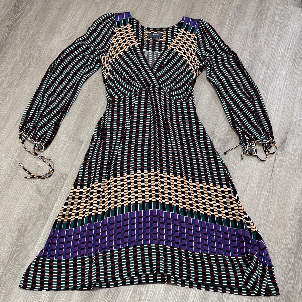 Maeve Anthropologie Gianna Tunic V neck Geometric Long Sleeve Dress size 4